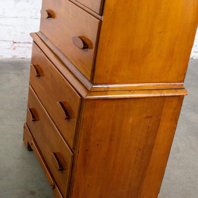 1930s to 1950s Transitional Solid Maple Tall Chest of Drawers With Hand Carved Pulls For Sale - Image 17 of 18
