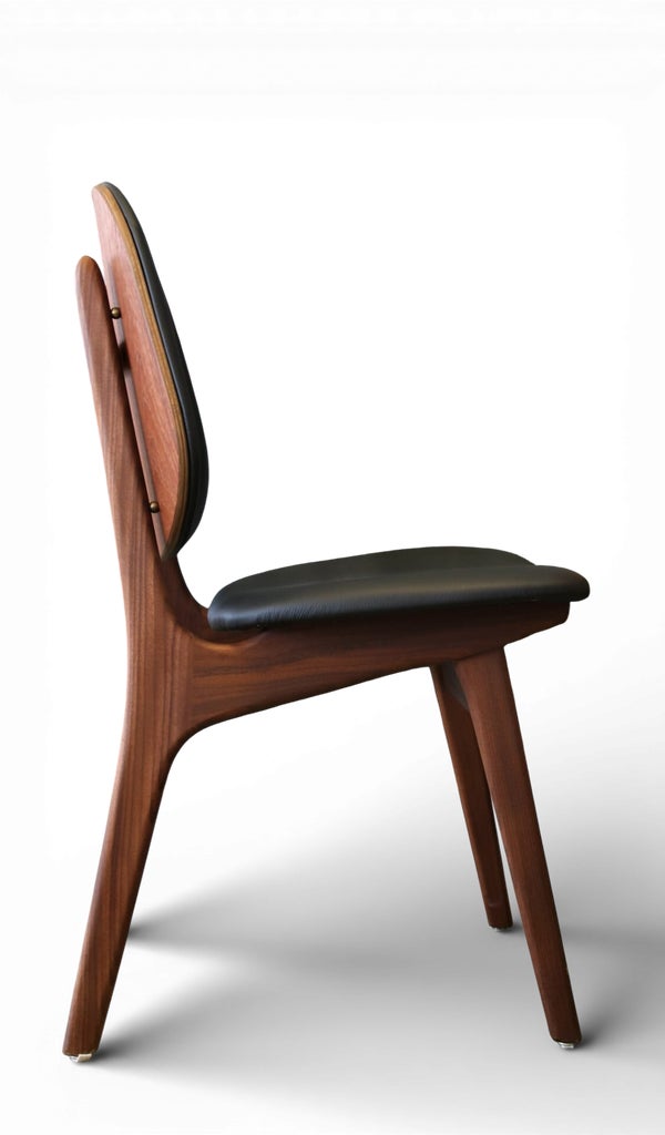 Model 75 Chairs in Teak and Black Leather by Arne Hovmand Olsen