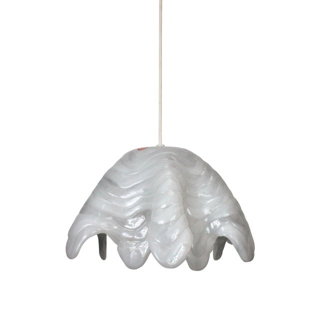 Plastic Mid-Century Modern Biomorphic White Resin Pendant Lamp For Sale - Image 7 of 12