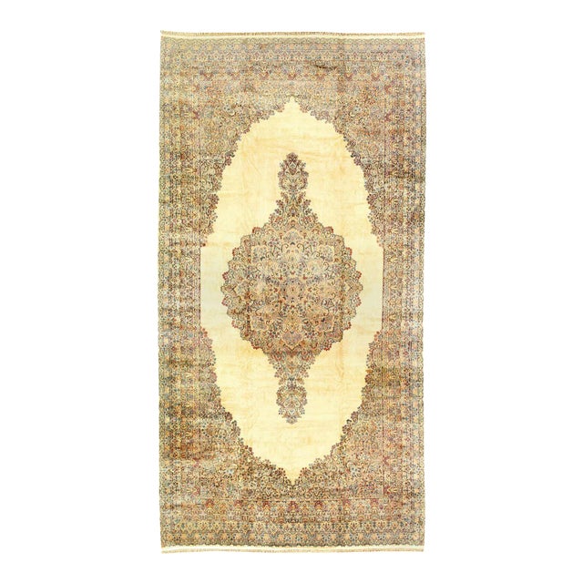 Early 21st Century Ivory Color Fine Hand Knotted Persian Kerman For Sale