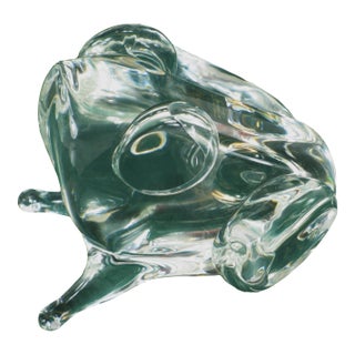 Mid 20th Century Glass Frog Paperweight Vintage Murano Italy Signed: Licio Zanetti Figurine For Sale