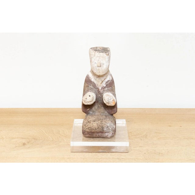 Chinese Antique Painted Chinese Pottery Figure For Sale - Image 3 of 7