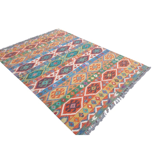 Mid-Century Modern Vintage Mid-20th Century Anatolian Flatwoven Kilim 7'9" X 5'7" For Sale - Image 3 of 8