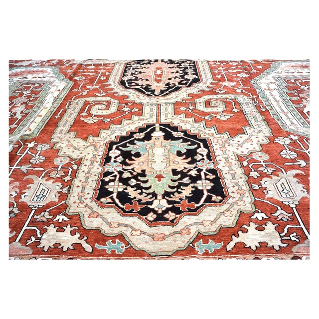 Turkish Serapi Wool 16X25 Rust, Black & Tan Handmade Area Rug #1141351 For Sale In Houston - Image 6 of 10