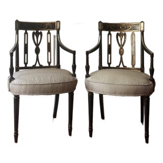 Mid 20th Century Federal Style Arm Chairs, a Pair For Sale