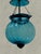 Vintage Turquoise Blue Hundi Lantern, Electrified With Canopy For Sale In Los Angeles - Image 6 of 7