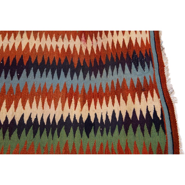 Mid-20th Century Turkish Kilim Multicolor Handmade Tribal Wool Rug For Sale In New York - Image 6 of 8