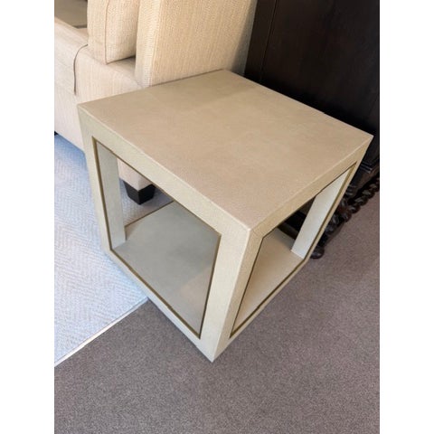 Contemporary Leather Covered End Tables, Set of 2 For Sale - Image 3 of 8