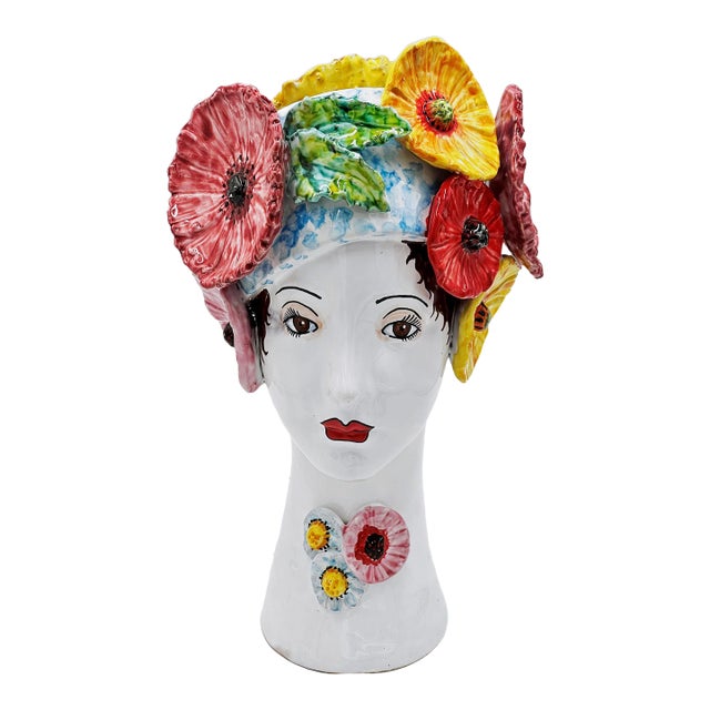 Donatello Collection Tuscan Ceramic Head Vase, Flowers For Sale