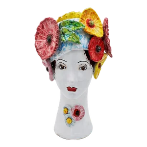 Donatello Collection Tuscan Ceramic Head Vase, Flowers