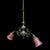 Metal Art Nouveau Brass 2 Arm Chandelier With Fluted Dark Amber Glass Shades C1910 For Sale - Image 7 of 8