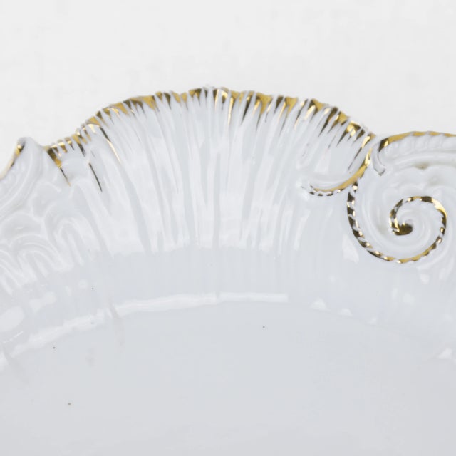 Elegant Antique White and Gold Porcelain Plate With Floral Motif For Sale In New York - Image 6 of 9
