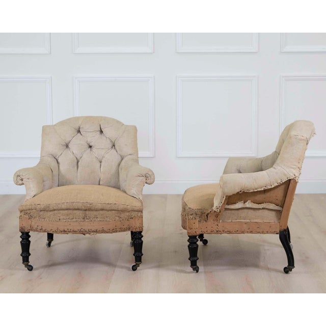 Beige Small Pair of 19th Century Napoleon III Chairs, Ready to Upholster For Sale - Image 8 of 8