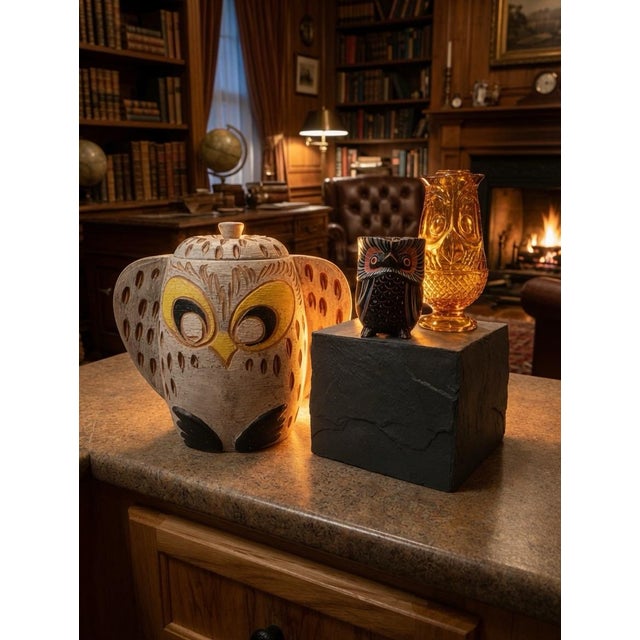 Signed R. McGregor Studio Pottery Owl Jar With Lid | Mid-Century Modern Stoneware Sculpture, C. 1970-1990, Very Rare For Sale - Image 11 of 11