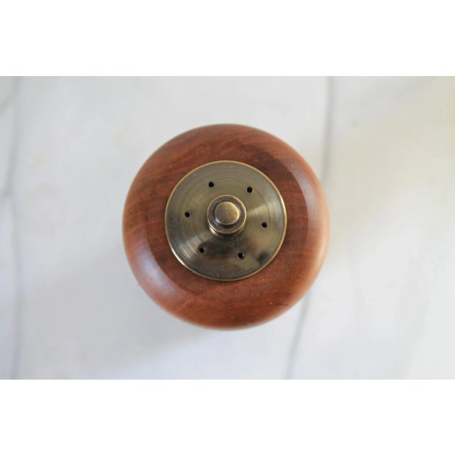 Mid-Century Modern Vintage Hand Turned Cherrywood Salt Shaker & Pepper Grinder Combo For Sale - Image 3 of 9