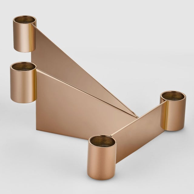1970s 1970s Georg Jensen Urkiola Stainless Steel and PVD Candle Holder For Sale - Image 5 of 6