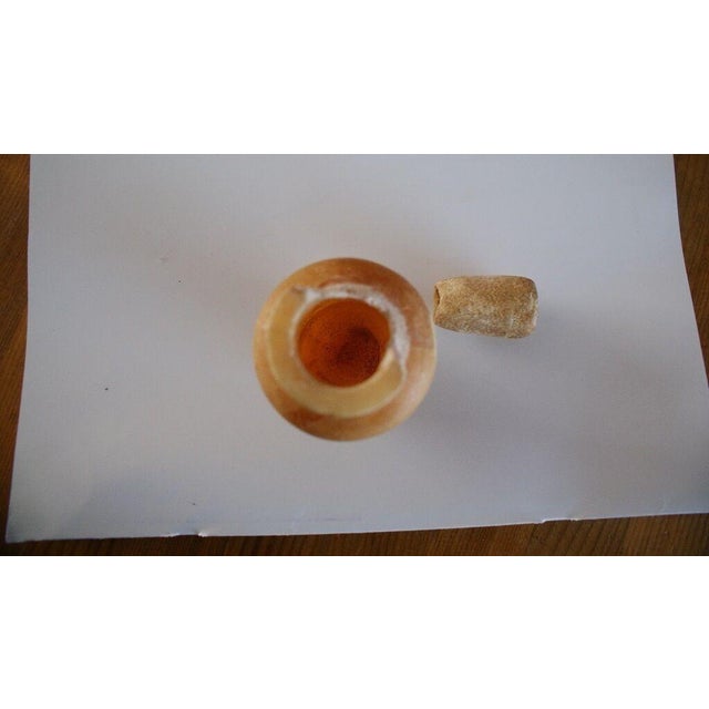 19th C Egyptian Revival Beige Alabaster Flask - 1 Pc For Sale - Image 10 of 11