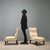 Italian-made armchairs from the 1950s-60s, characterized by a sober and elegant design typical of the period. The wooden...