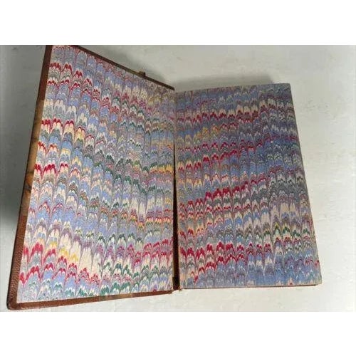 1900 - 1909 Antique French Leather Books - Decorative Marbled Covers - Set of 3 For Sale - Image 5 of 11