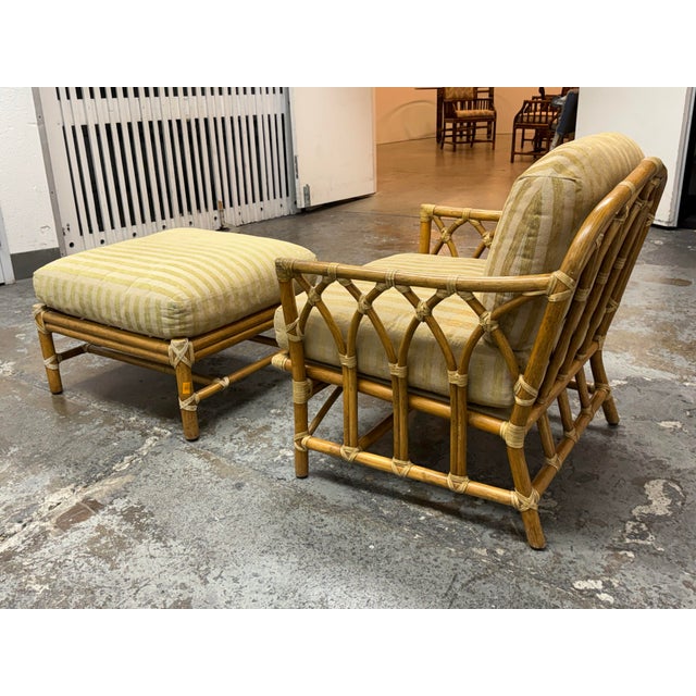 McGuire McGuire Furniture Cathedral Lounge Chair + Ottoman, Vintage For Sale - Image 4 of 12