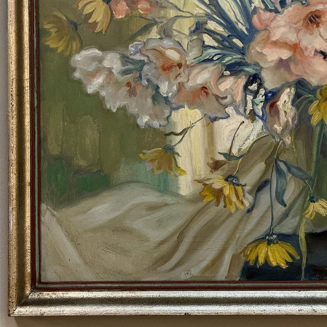 Brick Red Antique Framed Oil Painting on Canvas by Euphrasia Loutchinsky (1887-1974) For Sale - Image 8 of 14