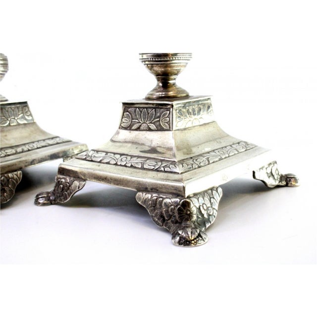 Silver Candlesticks with Turned Stems, Set of 2 For Sale - Image 3 of 11