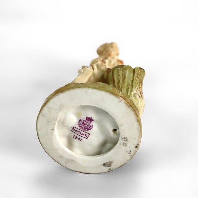 English Royal Worcester Porcelain Figure of Classical Woman & Tambourine C1890 For Sale - Image 9 of 9