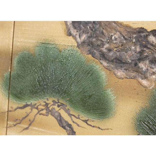 "Big Pine Tree", 1970s Shōwa Era Japanese Maki-E Byobu Screen For Sale - Image 11 of 18