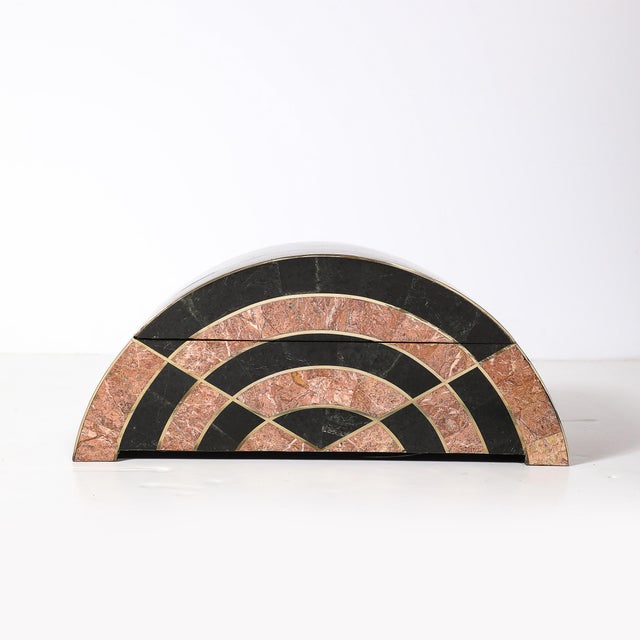 Mid-Century Modern Mid-Century Tessellated Marble Demilune Box by Celerie Kemble for Maitland Smith For Sale - Image 3 of 13