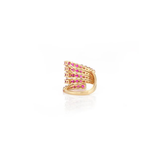 Art Deco 5.1 Carat Mozambique Ruby Cocktail Ring in 18k Yellow Gold Size 7 For Sale - Image 3 of 11