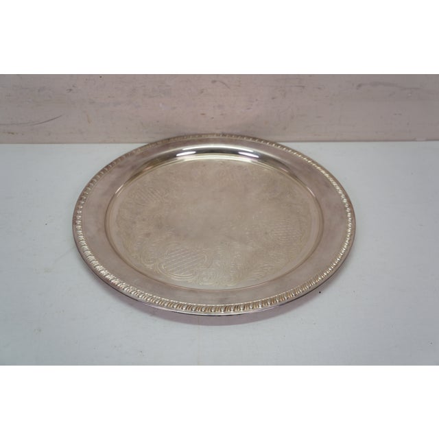 Vintage Silverplate Bar Butler Serving Trays Platters Oneida Rogers Leonard - Set of 3 For Sale - Image 4 of 12