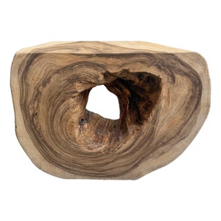 Vintage Organic Monkey Pod Wood Side Table / Console For Sale