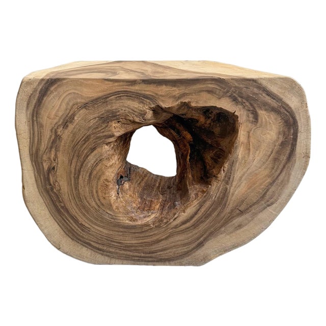 Vintage Organic Monkey Pod Wood Side Table / Console For Sale