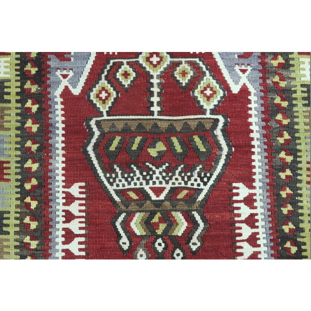 Burgundy Vintage Turkish Yahyali Kilim Rug For Sale - Image 8 of 11