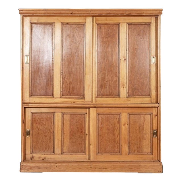 Large 19th Century English Pine Housekeepers Cabinet, 1890 For Sale