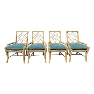 Vintage Lane Venture Fretwork Rattan Dining Chairs, Set of 4 For Sale