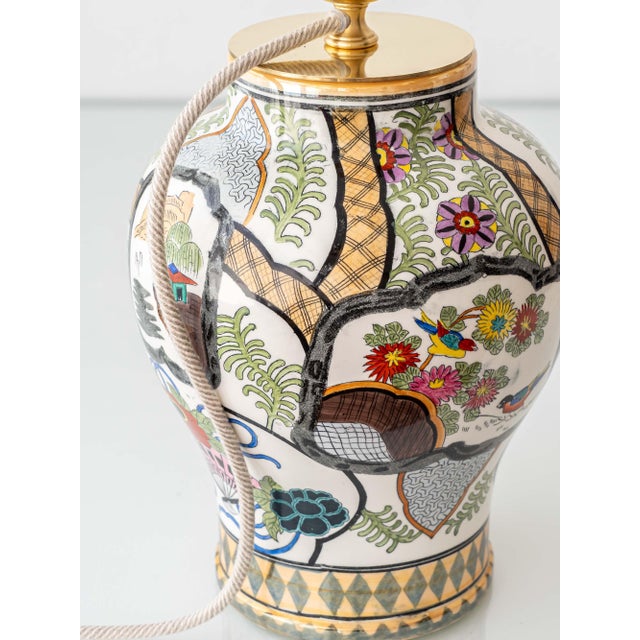 Petrus Regout Hand-Painted Chinoiserie Ceramic Table Lamp, 1880s For Sale - Image 6 of 15