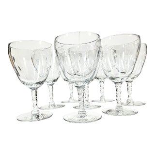 Etched Wildflower Crystal Goblets- Set of Eight For Sale