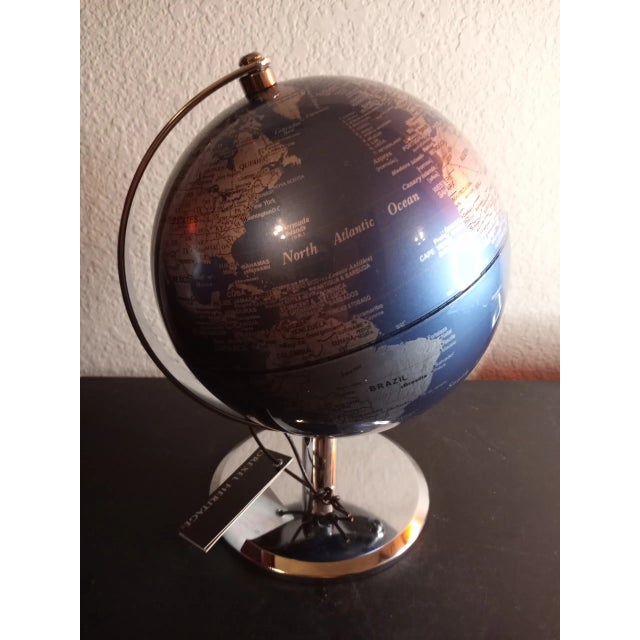 2010s Drexel Heritage Midnight Blue & Chrome Desk Globe. For Sale In Dallas - Image 6 of 6