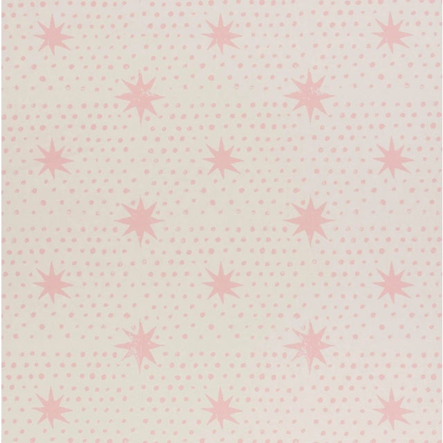 Schumacher x Molly Mahon Spot & Star Wallpaper in Pink For Sale