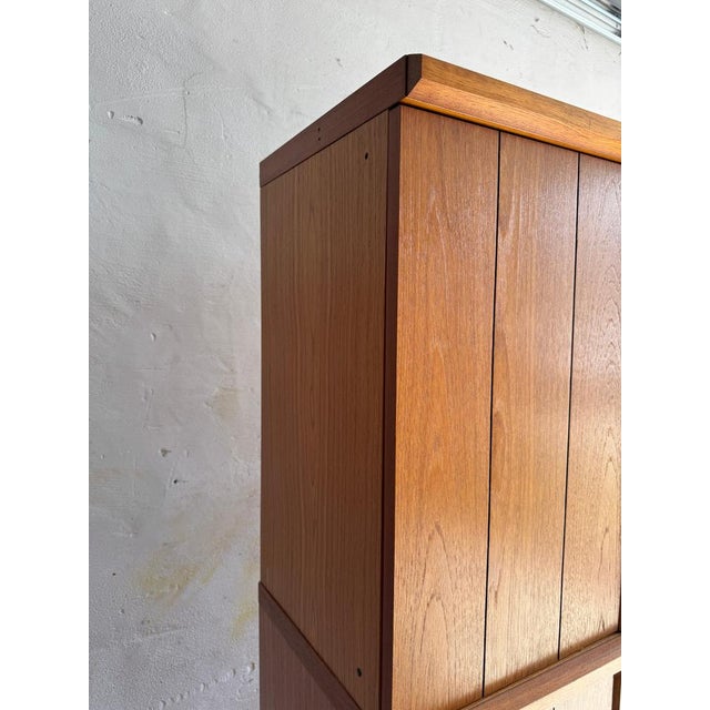 Wood Tall Danish Teak Cabinet with Integrated Handles, 1970s For Sale - Image 7 of 8