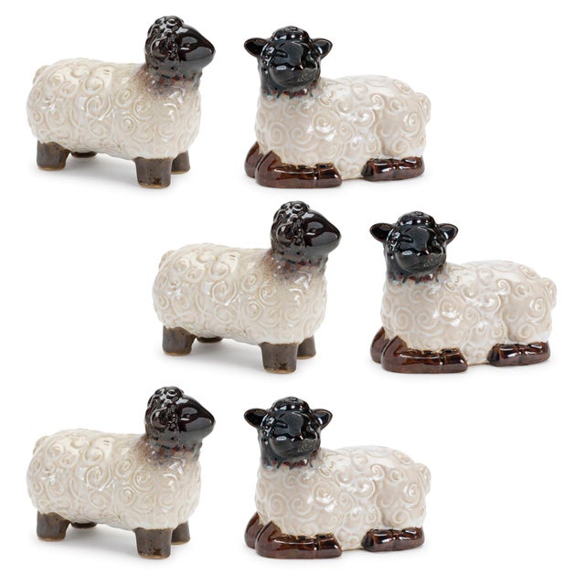 Plastic Mini Sheep Figurine (Set of 6) For Sale - Image 7 of 7