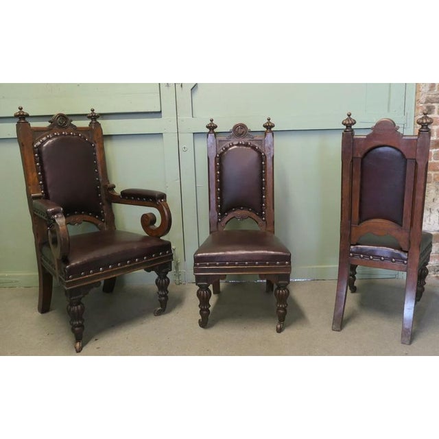 A Set of 6 Gothic Oak High Back Carved Dining Chairs This is a superb beautifully carved set of High Back Dining Chairs,...