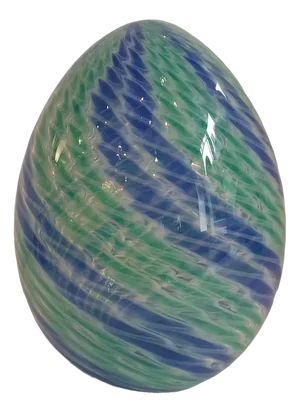 Egg-Shaped Sculpture in Blue-Green Banded Glass by Archimede Seguso, Murano, Italy, 1970s