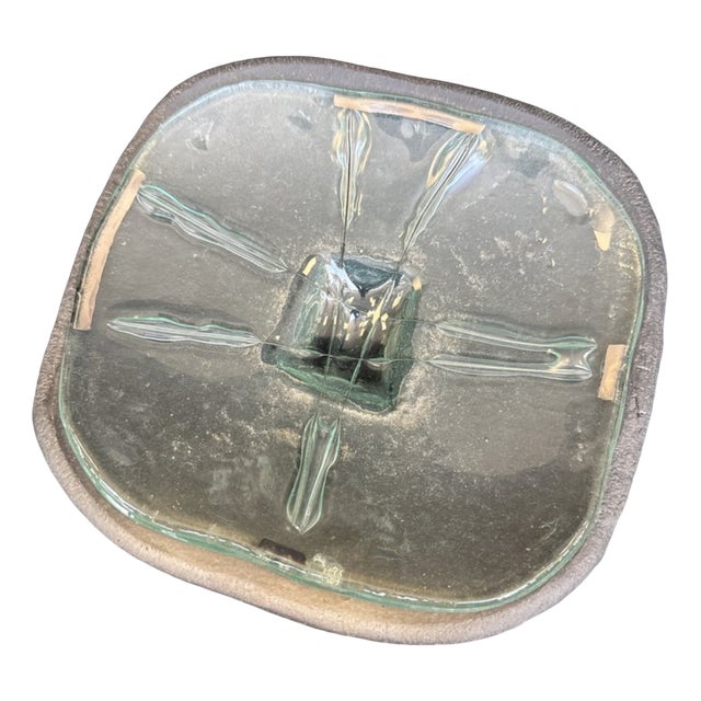 Table Bowl in Ceramic with Glass and Steel Inlay by Jean Fradin, 1970 For Sale