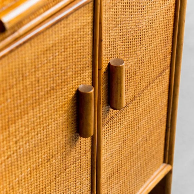 Brown Wooden and Bamboo Entrance Furniture, 1970s For Sale - Image 8 of 9