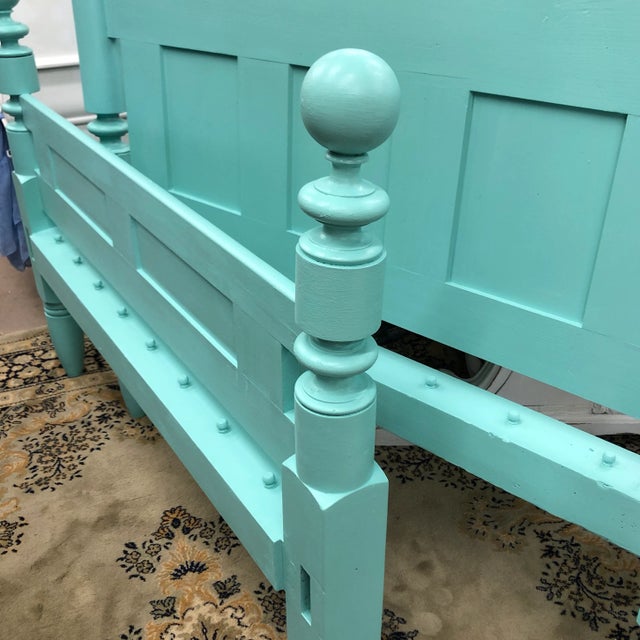 Antique Mint Cannonball Rope Full Headboard and Footboard - 2 Pieces For Sale - Image 6 of 11