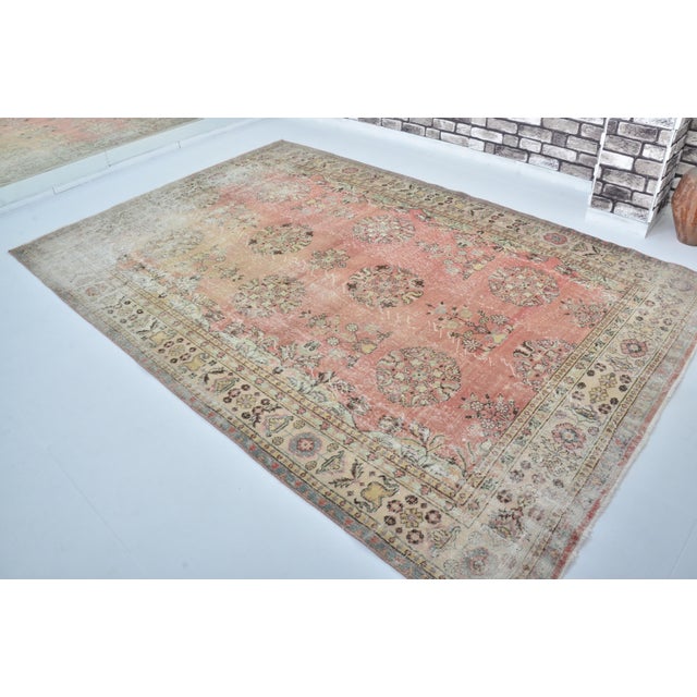 1950s Oushak Wool Area Carpet For Sale - Image 4 of 9