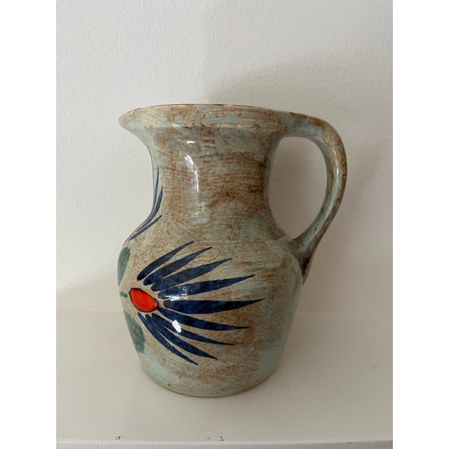 Ceramic Vintage French Peint À La Main Saint Clément Pitcher Vase For Sale - Image 7 of 7