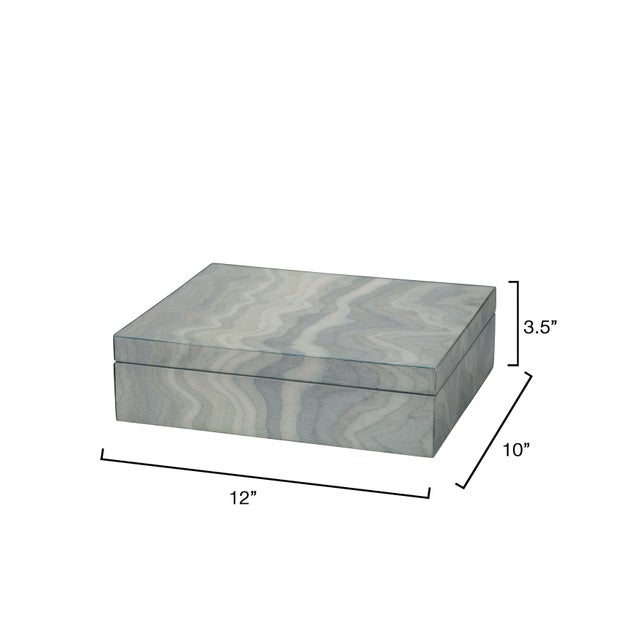 Contemporary Elevation Decorative Box, Pale Blue Lacquer For Sale - Image 3 of 7